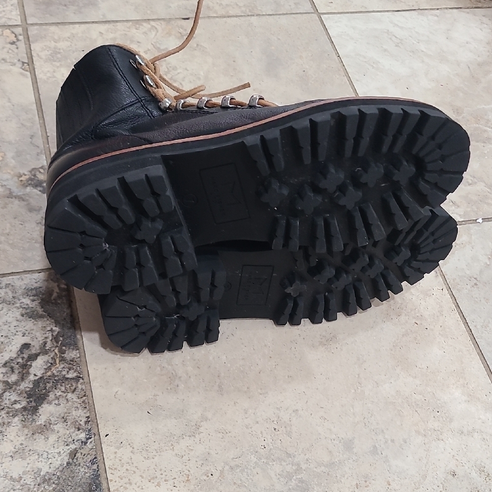 Marc Fisher Black and Tan Lace Up Boots - Picture 6 of 8